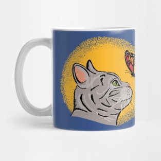 Cat with Rainbow Butterfly Mug